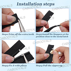 服装アクセサリー  真鍮ジッパーストッパートップボトムストップ  プラチナ  3~4x3~4x2mm  90個/スタイル  2 スタイル  180pc&nbsp;KK-CY0001-17C
