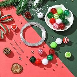 DIY 丸型アクリル＆ストライプ樹脂ビーズペンダント作成キット  レッド  4~20x6~18mm  穴：1.2~3mm&nbsp;DIY-YW0010-21A