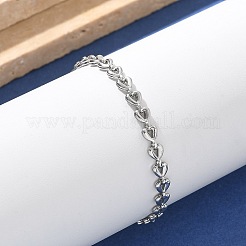 女性用304ステンレススチールトライアングルリンクチェーンブレスレット  ステンレス鋼色  7-1/4インチ（18.3cm）&nbsp;BJEW-F488-23P