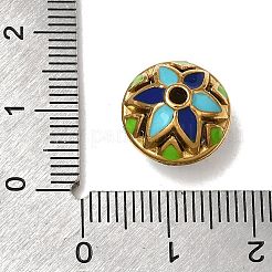 304ステンレススチールエナメルビーズ  ロンデル  ゴールドカラー  ディープスカイブルー  13x10.5mm  穴：1.6mm&nbsp;SA-CBA9422-01G-07