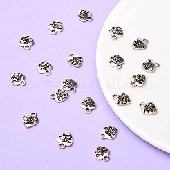 バレンタインの日ギフトチベットスタイル合金チャームのアイデア  カドミウムフリー＆ニッケルフリー＆鉛フリー  ハートの愛で作られたと  アンティークシルバー  12.2x10x1.8mm  穴：2mm&nbsp;LF0004Y-NF