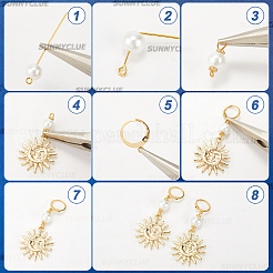 DIY真鍮製星月太陽フレンチフックピアス製作キット  ミックスカラー  2.5~35x2~25x0.3~9mm  穴：1~2mm&nbsp;DIY-SC0025-86