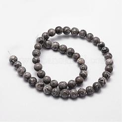 天然マップ石/ピカソ石/ピカソジャスパービーズ連売り  ラウンド  4mm  穴：1mm  約89個/連  14.9インチ〜15.1インチ&nbsp;G-D840-60-4mm