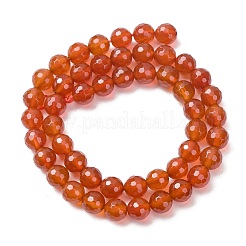 天然石カーネリアンビーズ連売り  多面カット  ラウンド  8mm  穴：1mm  約47~48個/連  15.16''（38.5センチメートル）&nbsp;G-C280-B10-8mm