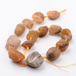 生のラフナチュラルイエローボツワナアゲートビーズ連売り  ナゲット  20~35x13~30x13~26mm  穴：1mm  約13~14個/連  15.9インチ〜16.1インチ&nbsp;G-D833-08