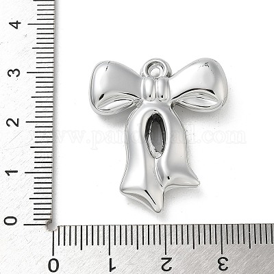 メッキアクリルパーツ  カン付き  蝶結び  銀メッキ  30x25x6mm  穴：2mm&nbsp;PACR-Q008-02S-1