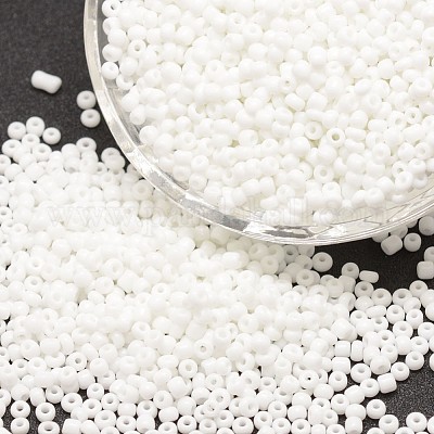 15/0 ガラスシードビーズ  グレードA  ラウンド  不透明色  ホワイト  1.3~1.5mm  穴：0.5mm  約75000個/ポンド&nbsp;SEED-J014-F15-41-1