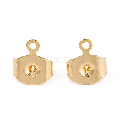 真鍮ピアスキャッチ  ピアスバックキャッチ  カン付き  長持ちメッキ  18KGP本金メッキ  8.3x7x3.7mm  穴：0.8mm&nbsp;X-KK-P001-75G-B-1