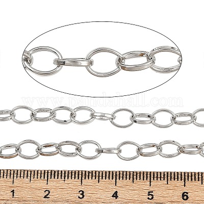 はんだ付け真鍮のアズキチェーン  長持ちメッキ  スプールで  プラチナ  8x6x1.1mm  約16.4フィート（5m）/ロール&nbsp;CHC-G005-17P-1