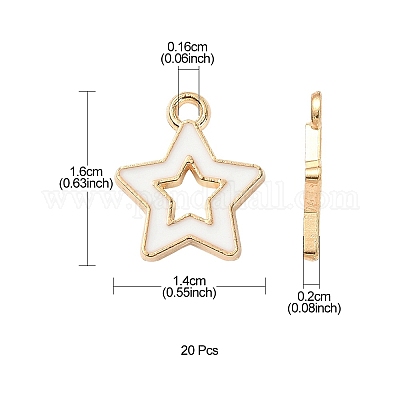 合金エナメルチャーム  スター  ライトゴールド  ホワイト  16x14x2mm  穴：1.6mm  約20個/袋&nbsp;ENAM-YW0003-01A-1