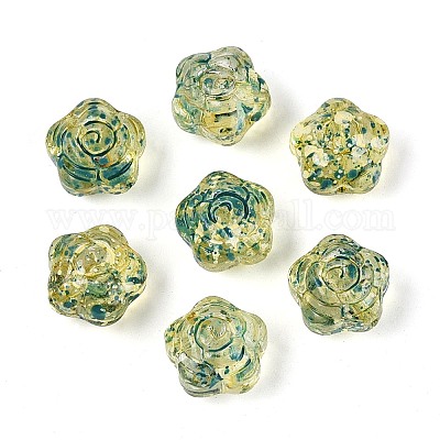 ピカソの透明ガラスビーズ  花  淡いチソウ  11.5x12x8.5~9mm  穴：1.1mm  約300個/ポンド&nbsp;SEED-N012-03A-1