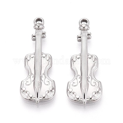 304ステンレスペンダント バイオリン ステンレス鋼色 32x11x3mm 穴