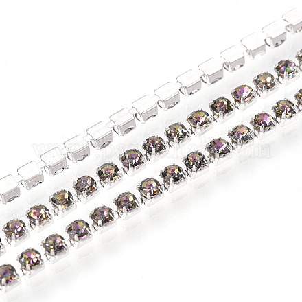 鉄ラインストーンカップチェーン  スプールで  銀  アザミ  2~2.5x2~2.5x2~2.5mm  約30.00フィート（9.14m）/ロール&nbsp;CH-T006-01A-02-1