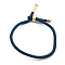 Cotton Cord Bracelets, with Brass Finding, Golden, Prussian Blue, 8-1/2 inch(21.5cm)~9 inch(23cm)