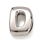 Brass Beads, Long-Lasting Plated, Rack Plating, Lead Free & Cadmium Free, Platinum, Letter D, 21.5xx16x7mm, Hole: 18x4mm