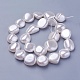 シェルパールビーズ連売り  ナゲット  雪  15~21x15~18x7.5~15mm  穴：1mm  約19個/連  16.14インチ〜16.53インチ（41~42cm）&nbsp;BSHE-P030-02E-1