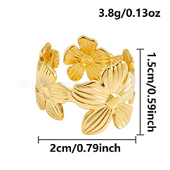女性用304ステンレススチールカフオープンリング  花  18KGP本金メッキ  15mm  内径：20mm