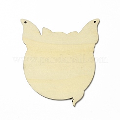 片面プリントウッドビッグペンダント  ハロウィンチャーム  猫の形  150x135x3.5mm  穴：4mm&nbsp;WOOD-I010-10B
