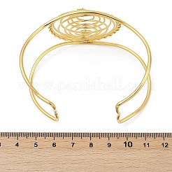 女性用304ステンレススチールラインストーンカフバングル  花  18KGP本金メッキ  1-3/4インチ（4.35cm）  内径：2-5/8インチ（6.55cm）&nbsp;BJEW-M082-03G