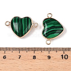 合成マラカイトラブハートペンダント  真鍮製のハートチャーム  ゴールドカラー  15.5x23x6mm  穴：1.8~2mm&nbsp;G-T138-205B-G