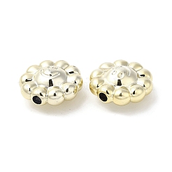 メッキccbプラスチックビーズ  花  ゴールドカラー  23.7x24x11.8mm  穴：3.5mm&nbsp;PACR-C004-09G