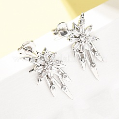 スター真鍮マイクロパヴェクリアキュービックジルコニアスタッドピアス  カドミウムフリー＆鉛フリー  ラックめっき  長持ちメッキ  プラチナ  18x9.5mm&nbsp;EJEW-D351-08P
