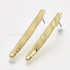合金製スタッドピアスパーツ  スチールピンとループ付き  ライトゴールド  36x4.5mm  穴：1.4mm  ピン：0.7mm&nbsp;PALLOY-S121-136