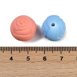 ABSプラスチックビーズ  ラバー加工スタイル  ローズ  ミックスカラー  15x15.5x14.5mm  穴：2mm  約276個/500g&nbsp;KY-A003-04