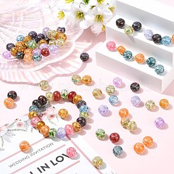 クラックル＆ベーキングペイント透明ガラスビーズ100個  ロンデル  ミックスカラー  10x7.5mm  穴：1.6mm&nbsp;GLAA-CJ0003-03