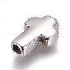 変色しにくい304ステンレススチールビーズ  クロス  ステンレス鋼色  14x10x4mm  穴：2.5mm&nbsp;X-STAS-F212-066P