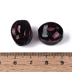 手作り銀箔ガラスベネチアンビーズ  ナゲット  淡いバイオレットレッド  15~17.5x15.5~18x15.5~18mm  穴：2~3.5mm&nbsp;FOIL-N034-01F