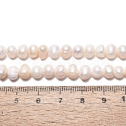 天然養殖淡水パールビーズ連売り  ポテト  貝殻色  4.5~6.5x4~9mm  穴：0.6mm  約64~67個/連  13.39~13.58インチ（34~34.5cm）&nbsp;PEAR-N013-05H-01