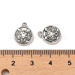 チベット風合金チャーム  カドミウムフリー＆鉛フリー  龍とフラットラウンド  アンティークシルバー  13x10.5x2mm  穴：1.6mm  約1123個/1000g&nbsp;FIND-C043-050AS