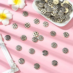 ウッドボタン  2穴  フラットラウンド  ブラック  15x4mm  穴：2mm  100個/セット&nbsp;BUTT-CJC0002-03B