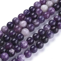 天然レピドライト/パープルマイカストーンビーズ連売り  ラウンド  8~8.5mm  穴：1mm  約45~47個/連  15インチ（38cm）&nbsp;X-G-K415-8mm