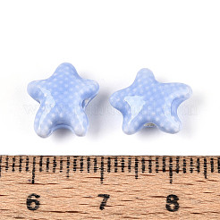 手作りの陶器ビーズ  ヒトデ  光沢釉の磁器  コーンフラワーブルー  11.5~12x10.5x6mm  穴：1.8~2mm&nbsp;PORC-Q002-03A-01