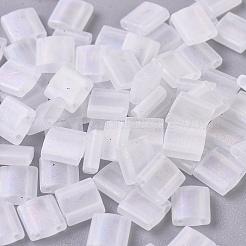 MIYUKIティラビーズ  日本製シードビーズ  2穴  （TL131FR）マットクリスタルAB  5x5x1.9mm  穴：0.8mm  約5900個/500g&nbsp;SEED-MY05-TL131FR