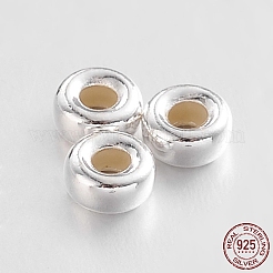 ロンデル 925 スターリングシルバー スペーサー ビーズ  銀  4x2mm  穴：2mm  約222個/20g&nbsp;STER-N013-01C