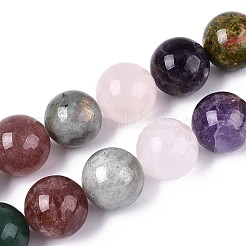 天然な混合石ラウンドビーズ連売り  染めと未染色の混合  19~20.5mm  穴：1.6~1.8mm  約12個/連  9.53''（24.2センチメートル）&nbsp;G-T142-65
