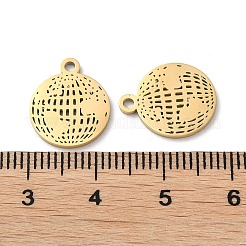 イオンプレーティング（IP）304ステンレススチールチャーム  手動研磨  マップ  ゴールドカラー  14.5x12x1mm  穴：1.6mm&nbsp;STAS-Q303-09G