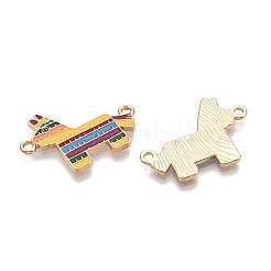 ラックメッキ合金エナメルカラフルなメキシコのロバコネクタチャーム  シンコ・デ・マヨのピニャータリンク  ゴールドカラー  18x25.5x1.5mm  穴：1.6mm&nbsp;ENAM-N056-350G