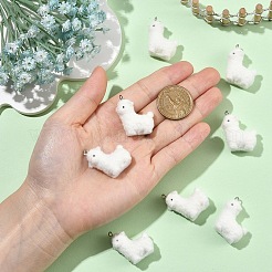 4種類のフロッキー樹脂ペンダント2個  羊  プラチナ鉄ループ付き  ホワイト  30.5~32x14.5~26x14~26mm  穴：1.8~2mm  2個/スタイル&nbsp;FIND-YW0010-49