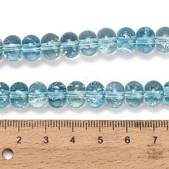染色された天然石風ガラスビーズの連  ロンデル  ダークターコイズ  9.5~10x7mm  穴：1.5mm  約54個/連  14.96''（38センチメートル）&nbsp;GL-Z001-03B-12