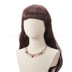 3 個 3 スタイルストロベリー & チェリー & レモン & リーフ樹脂 & ガラスペンダントネックレスセット  女性用304ステンレスジュエリー  ミックスカラー  18.31インチ（46.5cm）  1個/スタイル&nbsp;NJEW-TA00069