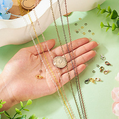 DIY チェーン ブレスレット ネックレス メイキング キット  鉄の丸カンを含む  亜鉛合金の留め金  真鍮フラットオーバルアズキチェーン  ミックスカラー  チェーン：18m /セット&nbsp;DIY-TA0006-53