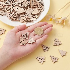 クリスマスツリー未完成の木製オーナメント100個。  クリスマス飾り  パーティーギフトの家の装飾  バリーウッド  3cm&nbsp;WOCR-CJ0001-01