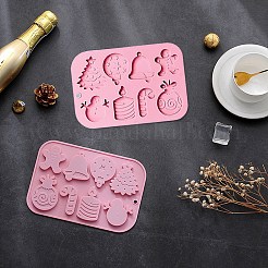 DIYクリスマステーマの食品グレードのシリコン型2個。  フォンダン型  レジン型  チョコレート用  キャンディ  UVレジンとエポキシレジンのクラフト作り  混合図形  パールピンク  188x129x8mm&nbsp;DIY-CJ0002-13