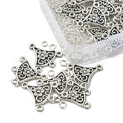 20 個のチベットスタイル合金シャンデリアコンポーネントリンク  花の扇子  100個の丸カン付き  アンティークシルバー  リンク：20x18.5x1.5mm  穴：1.2mm  丸カン：4x0.8ミリ&nbsp;FIND-YW0003-24