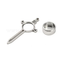 304ステンレススチールロケットビッグペンダント  ガラスと  剣のチャーム  ステンレス鋼色  65x30x10.5mm  穴：3mm&nbsp;STAS-S132-09P-02