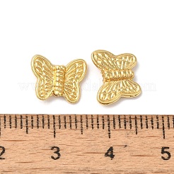 ラックメッキ真鍮製ビーズ  カドミウムフリー＆鉛フリー  蝶  18KGP本金メッキ  8.7x10.6x3.5mm  穴：1.2mm&nbsp;KK-S375-07G